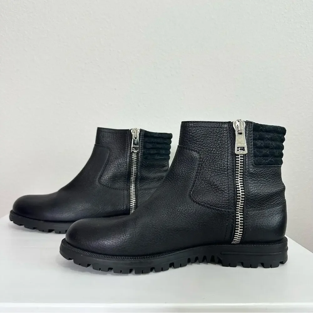 Gucci GG Black Leather Ankle Booties Women's Size 38 Moto Boots